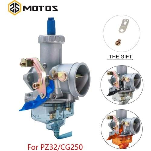 ZS MOTOS Motorcycle Carburetor PZ32 32mm Manual/Auto Choke Carburetor With Nylon Float Chamber For HONDA CG250 For Keihin PZ32