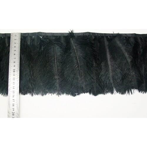10 meters/lot about 10cm Long Ostrich Feather Plumes Fringe trim Black color Feather Boa Stripe for Party Clothing Accessories