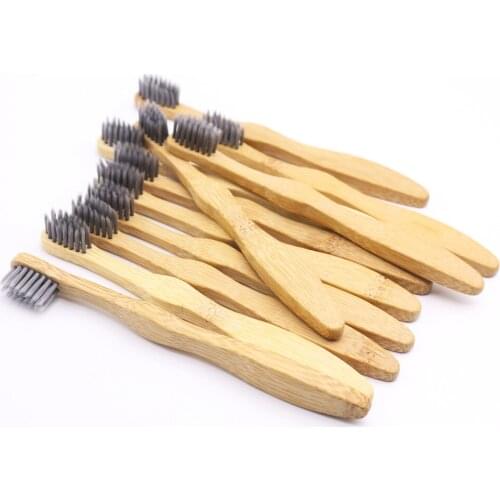 DR.PERFECT 100 Pcs Child BlackColor Bamboo Toothbrush Wholesale Eco friendly Wooden Bamboo Toothbrush Oral Care Black Head
