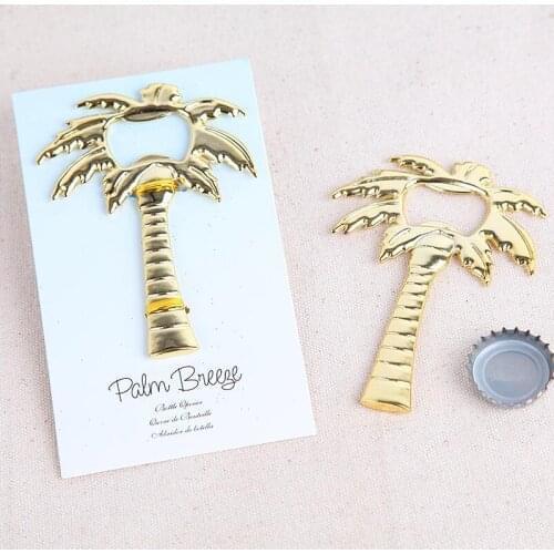 100PCS Palm Breeze Chrome Palm Tree Bottle Opener Wedding Favor Beach Barware Bridal Shower Party Giveaways Gift For Guest