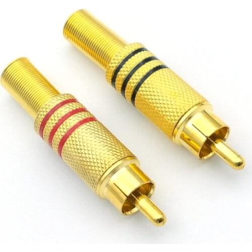 100pcs RCA Plug Audio Male Connector w Metal Spring adapter