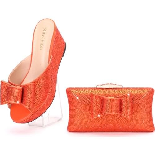 2021 Italian design Africa and Nigeria high-heeled party crystal rhinestone wedding lady shoes and hand-held straddle dinner bag