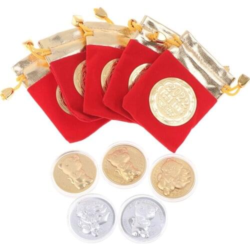 2022 New Traditional High Quality Silver Gold Plated Tiger China Zodiac Tiger Coins Home Decoration Crafts