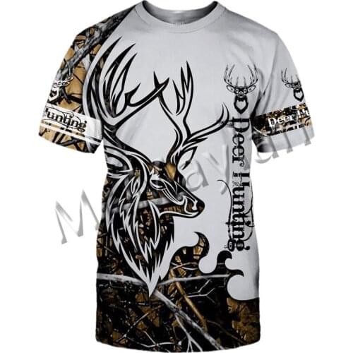 3D Print Fashion Animal Deer Orange Hunting Colorful Men/Women O-Neck T-shirt Leisure Hip Hop / Beach Shorts / Tanks / Tees S-50