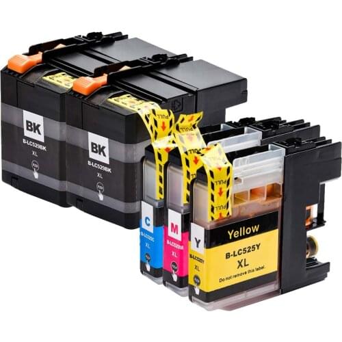 5 Pack Compatible For Brother LC529 LC525 Ink Cartridge 529XL 525XL For Brother DCP-J100 DCP-J105 MFC-J200 Printer