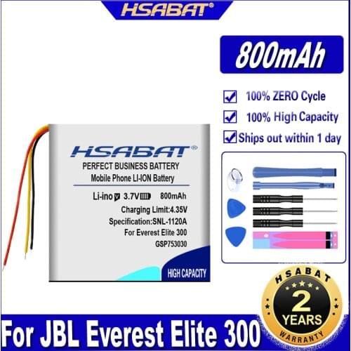 HSABAT GSP753030 800mAh Battery for JBL E45BT,Everest Elite 300,Everest Elite E45BT Batteries