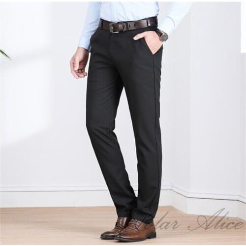 Free shipping 2020 mens autumn new straight high quality casual pants loose stretch business plus size trousers