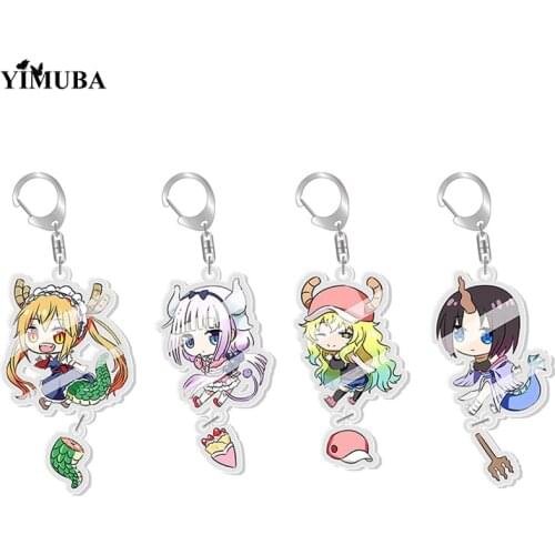Anime Miss Kobayashis Dragon Maid Cosplay Keychain Cartoon Figure Toru Kanna Kamui Toys Key Chain Bag Pendant Key Ring Holder