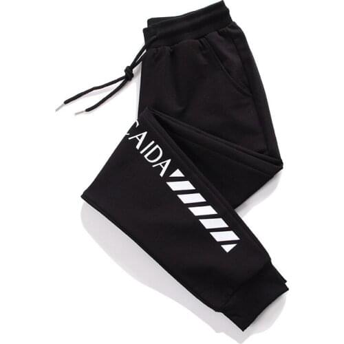 Hiawatha Casual Loose Drawstring Elastic Waist Pants Women Black Letters Printed Sweatpants Large Size Trouser P1030