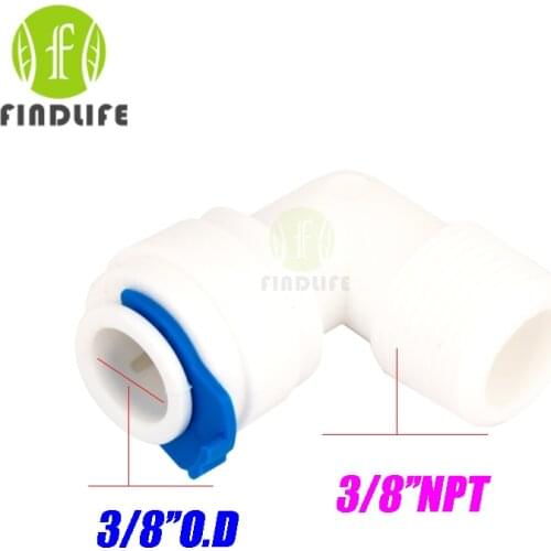 Water Filter Parts 5pcs 3/8" OD Tube Hose Connection *3/8" NPT BSP Elbow Male Quick Connector for ro water purifier system 4066