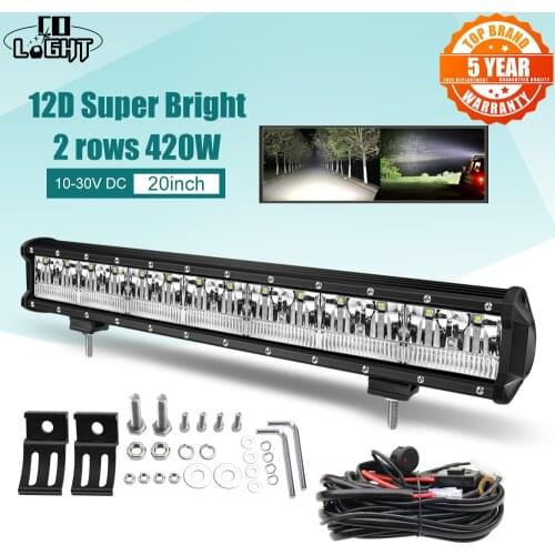 CO LIGHT 2-Rows 420W Led Light Bar Car Super Bright 20" Combo Beam For SUV 4X4 Off Road Lada Niva Tractor LED Work Light 12V 24V