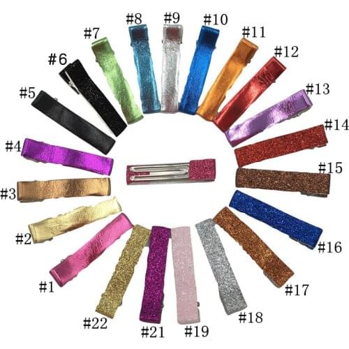 44pcs/lot DIY Glitter Hair Clips PU Leather Children 4.5cm Alligator Clip 22 Colors Girls Hairpins Sparkly Shiny Kids Barrette