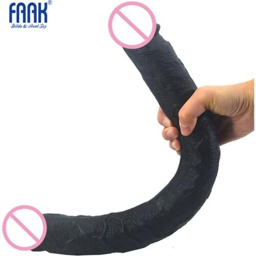 Box Packing 46*4.3cm Long Dildo Realistic Penis, Black Purple Flesh Color Double Dildo Big Dildo Pene Realista Conslador Sex Toy