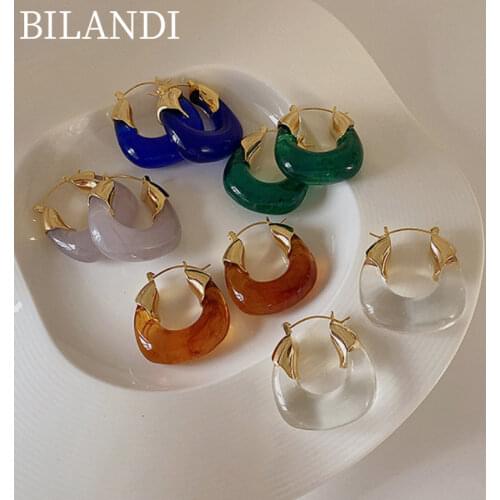Bilandi Delicate Jewelry Exaggerated Resin Earrings 2021 New Design Vintage Temperament Drop Earrings For Girl Lady Gifts