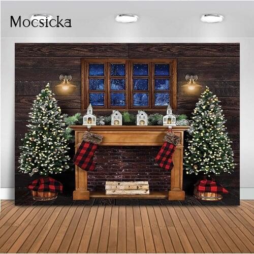 Christmas fireplace windows photo background vintage oil light wooden kids portrait background for photo studio photocall X-mas