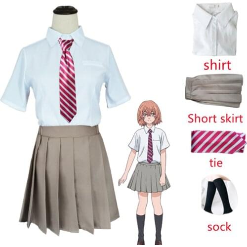 Anime Tokyo Revengers Tachibana Hinata Cosplay Costume JK School Outfits Shirt Tie Skirt Socks Suit