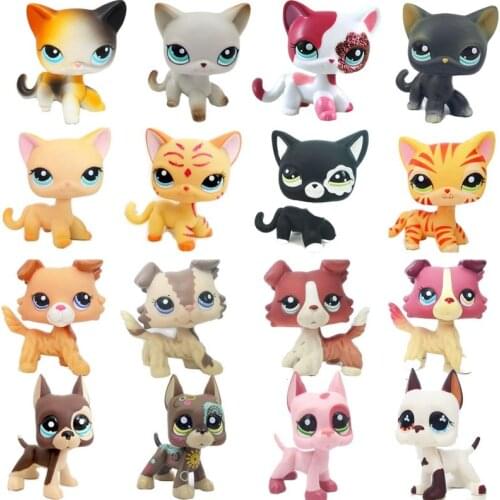 LPS CAT pet shop cute toys real rare standing short hair cat white pink 2291 Black 994 dog dachshund 325 collie great dane