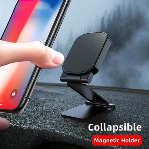 Magnetic Car Phone Holder Dashboard Magnet Mobile Holders Folding Adjustable Magnet Support Desktop Bracket