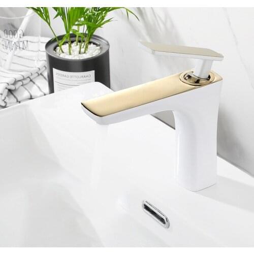 Multicolor Solid Brass Basin Faucet Cold & Hot Water Bathroom Faucet Single Handle Water Sink Tap