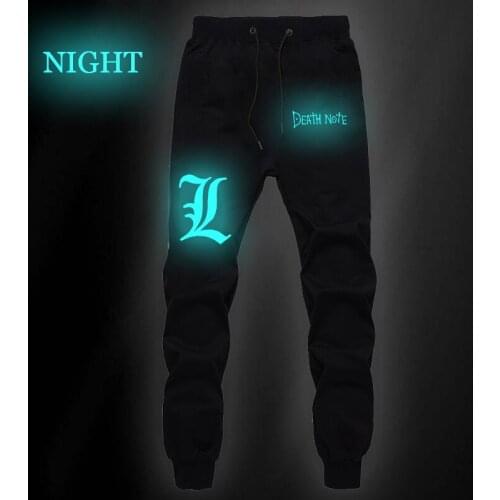 Fashion Sports Sweat Breathable Pants Students DEATH NOTE Luminous Cotton Straight Pants L Jogger Jogging Long Pants