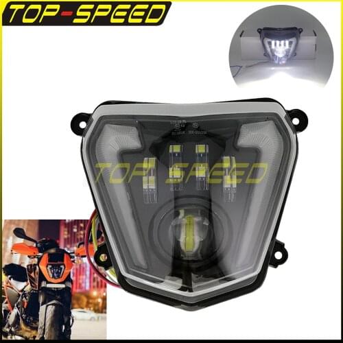 Motocross Dual Sport LED Headlight Low/High Beam Angel Eyes DRL Motorcycle For 2012-2019 690 2013-2017 690R