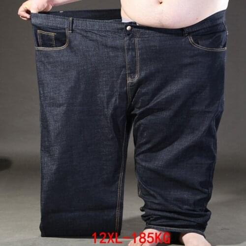 Large size mens jeans 185KG plus size 9XL 10XL 11XL 12XL autumn and winter pants large stretch straight 50 54 56 58 black jeans