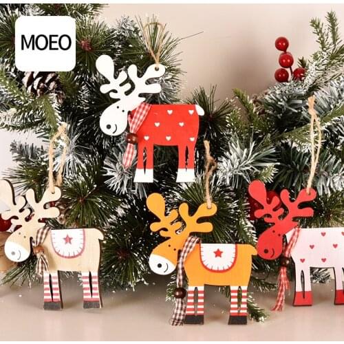 New Christmas Tree Wooden Elk Pendant Christmas Decoration Supplies Creative Color Fawn Pendant Xmas christmas accessories