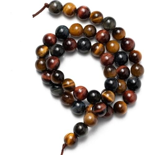 Wholesale 4 6 8 10 12 14mm Mixed Color Tiger Eye Natural Stone Beads Round Loose Beads for Jewelry Making DIY Bracelet Necklaces
