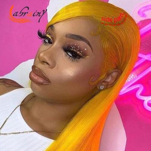 Yellow Straight 13x4 HD Lace Frontal Human Hair Wigs 613 Blonde Colored Ginger Lace Front Wig Nature Hairline For Black Women