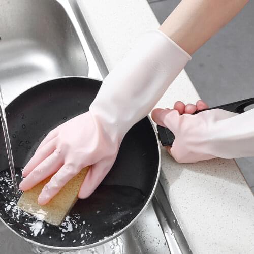 Gradient Color Waterproof Latex Gloves Women Thin Washing Clothes Kitchen Housework Cleaning Gloves Durable Dishwashing Gloves
