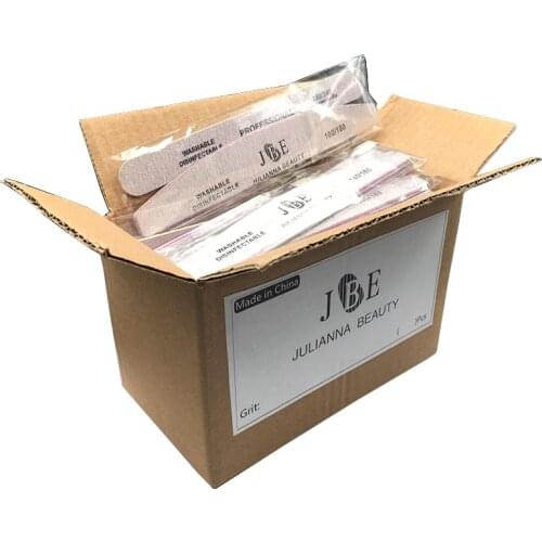 50Pcs/Box Nagelvijl 100/180 180/240 Grit Nail File Moon Style Nail Polish File Set Limes A Ongles Professional Nails Files