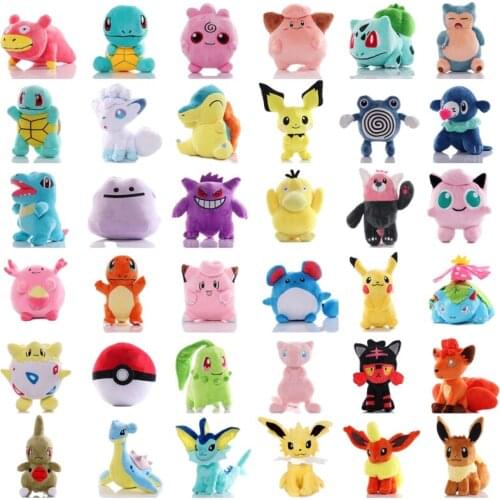 Pokemon Plush Toy Bulbasaur Pikachu Flareon Mew Gengar Vulpix Poke Bal Squirtle Popplio Psyduck Pet Anime Kids Plush Doll Gifts