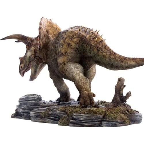PNSO Triceratops With Pedestal Platform Dinosaur Movable Jaw Classic Toys For Boys Animal Model