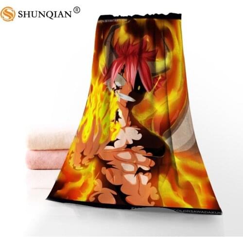 Custom Fairy Tail Natsu Dragon Force Printed Cotton Face/Bath Towels Microfiber Fabric For Kids Men Women Shower Towels