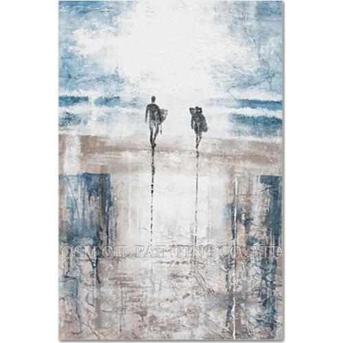 Professional Artist Handmade High Quality Modern Abstract Wall Art Painting Special Sport Surfing Oil Painting for Living Room