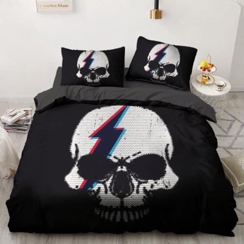 Simple Bedding Sets Duvet Quilt Cover Set Comforter Bed Linen Pillowcase King Queen Full Double 3D Skull Black Home Texitle
