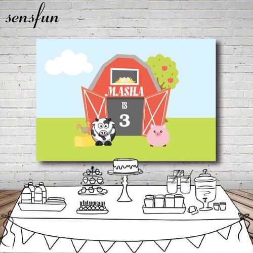 Sensfun Cartoon Farmhouse Photography Backdrop For Kids Children Farm Birthday Party Backgrounds Photocall 7x5FT Vinyl