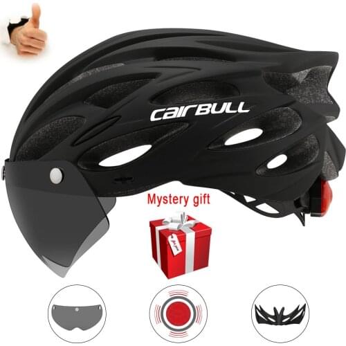 Cairbull cascos para bicicleta Bike Taillight Intergrally-molded Mountain Road Cycling Helmets with Removable Goggles