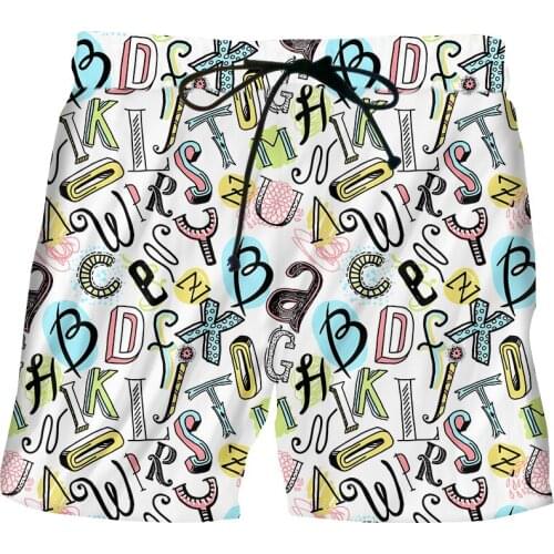IFPD Mens Board Shorts Summer Casuals 3d Cartoon Letters Printed Beach Men Short Pants Comfortable Streetwear Oversized 6XL
