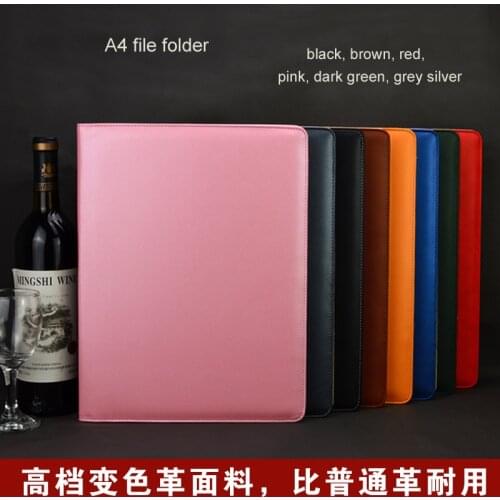 Stylish business office PU leather file folder a4 sales agreement menu folders organizer with calculator paper clip 644A
