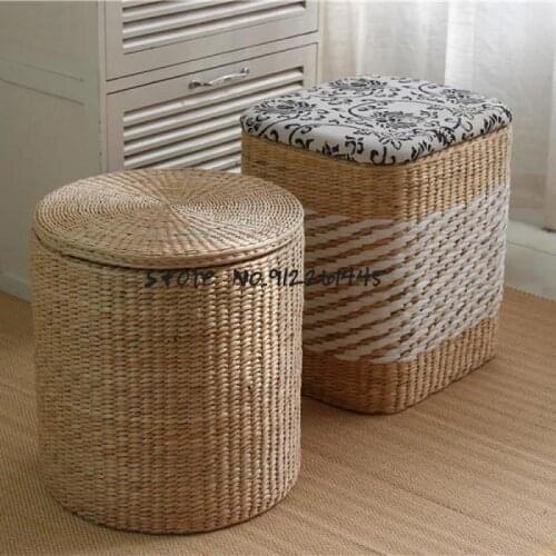 Rattan Storage Storage Stool Can Sit In The Door To Change Shoes Stool Household Coffee Table Stool Solid Wood Sofa Stool