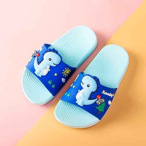 Kides Slipper for Boy Dinasaur Pvc Soft Sole Cartoon Non-Slip Cute Indoor Slippers Bathroom Waterproof Children Shoes For Girls