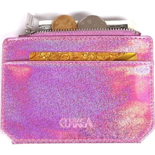 Wallet Slim Money Credit Card Holder ID Business Women Shining PU Leather Purse Case 20CA