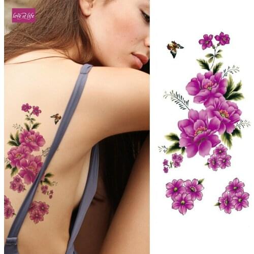 1 piece Henna Blue rose Temporary Tattoos Stickers Flowers Arm Shoulder Flash Tattoo Waterproof Women On Body