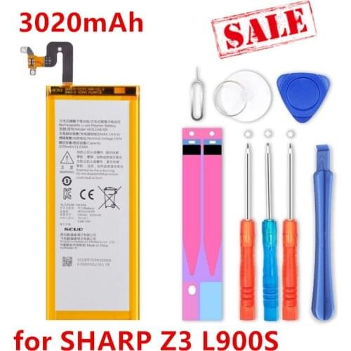 High Quality 3020mAh HE312 HE309 Battery for SHARP Z3 L900S FS8009+tools