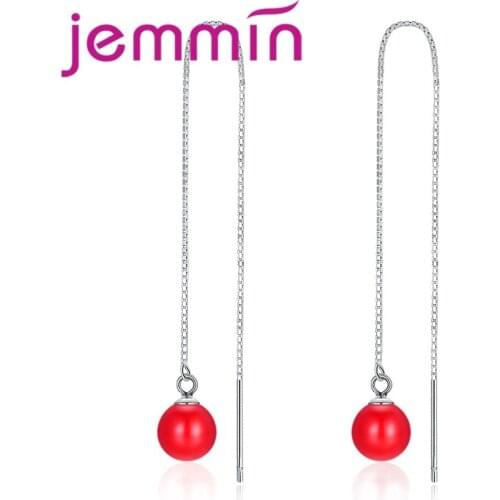 Unique New Arrival Red Beads Long Ear Excellent Fashion Cubic Zircon Fast Shipping Retail 925 Sterling Silver For Women