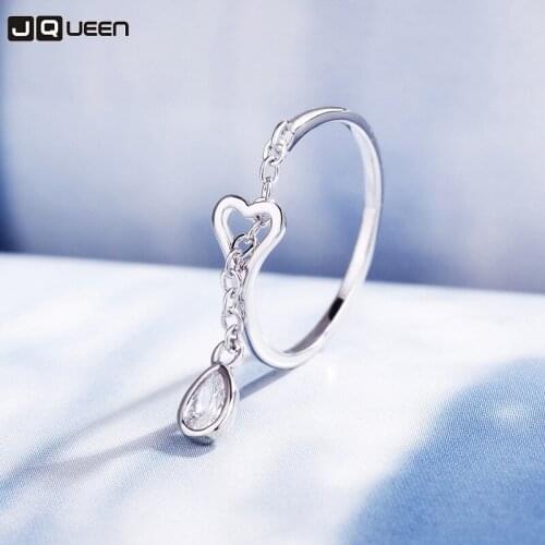 New Style Lovely Hollow Heart Ring With Water Drop Charms love heart Finger Ring For Women Fashion Jewelry Wedding Party Gift