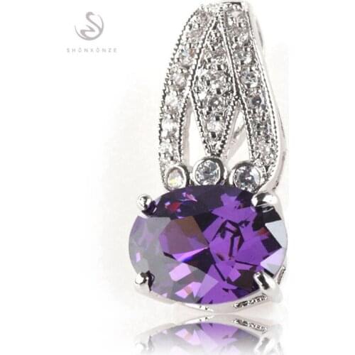 Fleure Esme christmas wedding pendants for jewelry women gift Pink Purple Rainbow Cubic Zirconia Rhodium Plated R532 R535 R3304