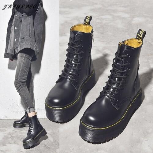 Winter Warm Fur Ankle Boots Black Non-Slip Motorcycle Womens Boots Soft Leather Wedges Female Lace-Up Platforms Boots Mujer