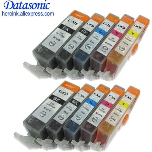 10x 525 526 Ink Cartridges for Canon PGI-525 CLI-526 Compatible with Canon pixma mg5350 mg5250 mg6150 mg5150 mg5200 mg5300 mg532